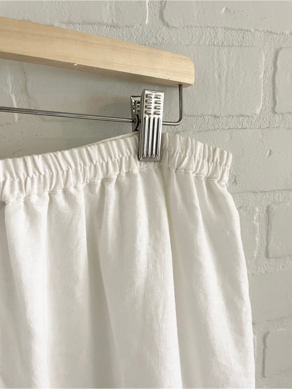 Kim Rogers White Linen Midi Skirt Elastic Waist Quiet Luxury Sz Large Petite - Picture 7 of 10